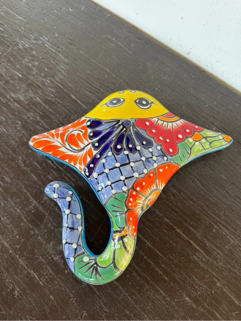 Hand-Painted Multicolor Talavera Stingray Wall Decor